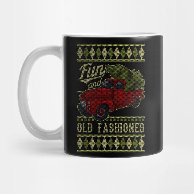 Vintage Style Farm Red Truck with Christmas Tree by Ramadangonim